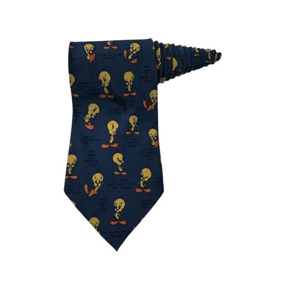 Warner Brothers Studio Store Tweety Cartoon Vintage Novelty Necktie 100% Silk - Picture 1 of 7
